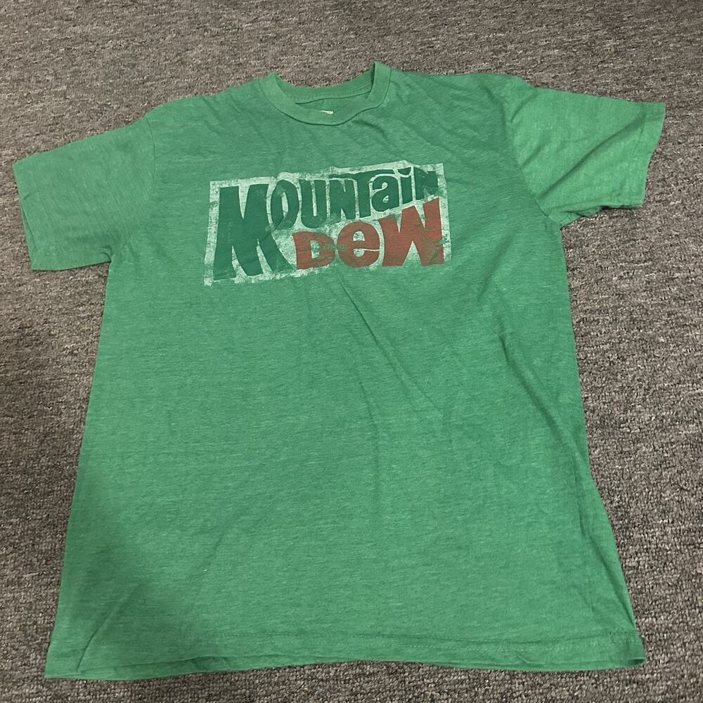 Mountain Dew Classic Logo Savvy Men's Green T-Shirt Size Medium